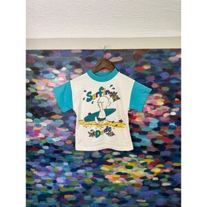 Vintage Charlie Brown Surfs Up Dude T Shirt Kids Size 5 Peanuts Graphic Tee